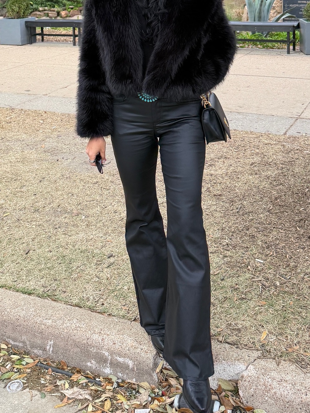 wild fable Black Faux Leather Boot Cut Flared Pants